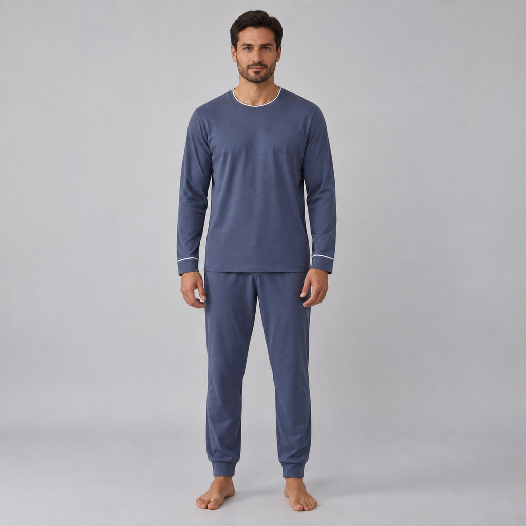 Pigiama da uomo con felpa e pantaloni in maglia elasticizzata di bambù