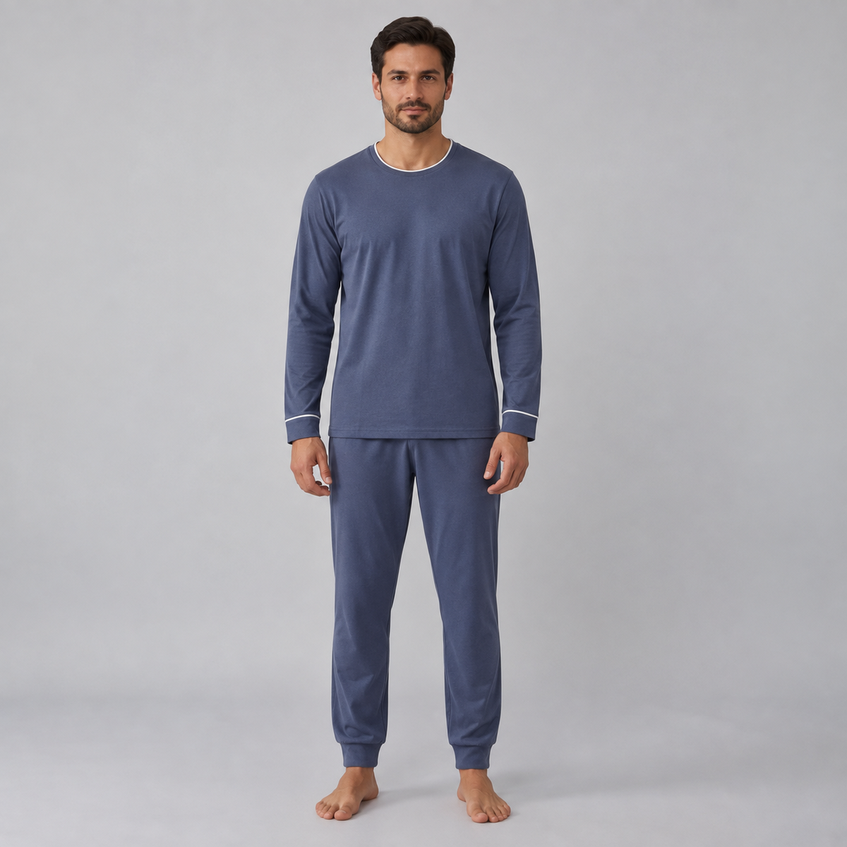 Pigiama da uomo con felpa e pantaloni in maglia elasticizzata di bambù