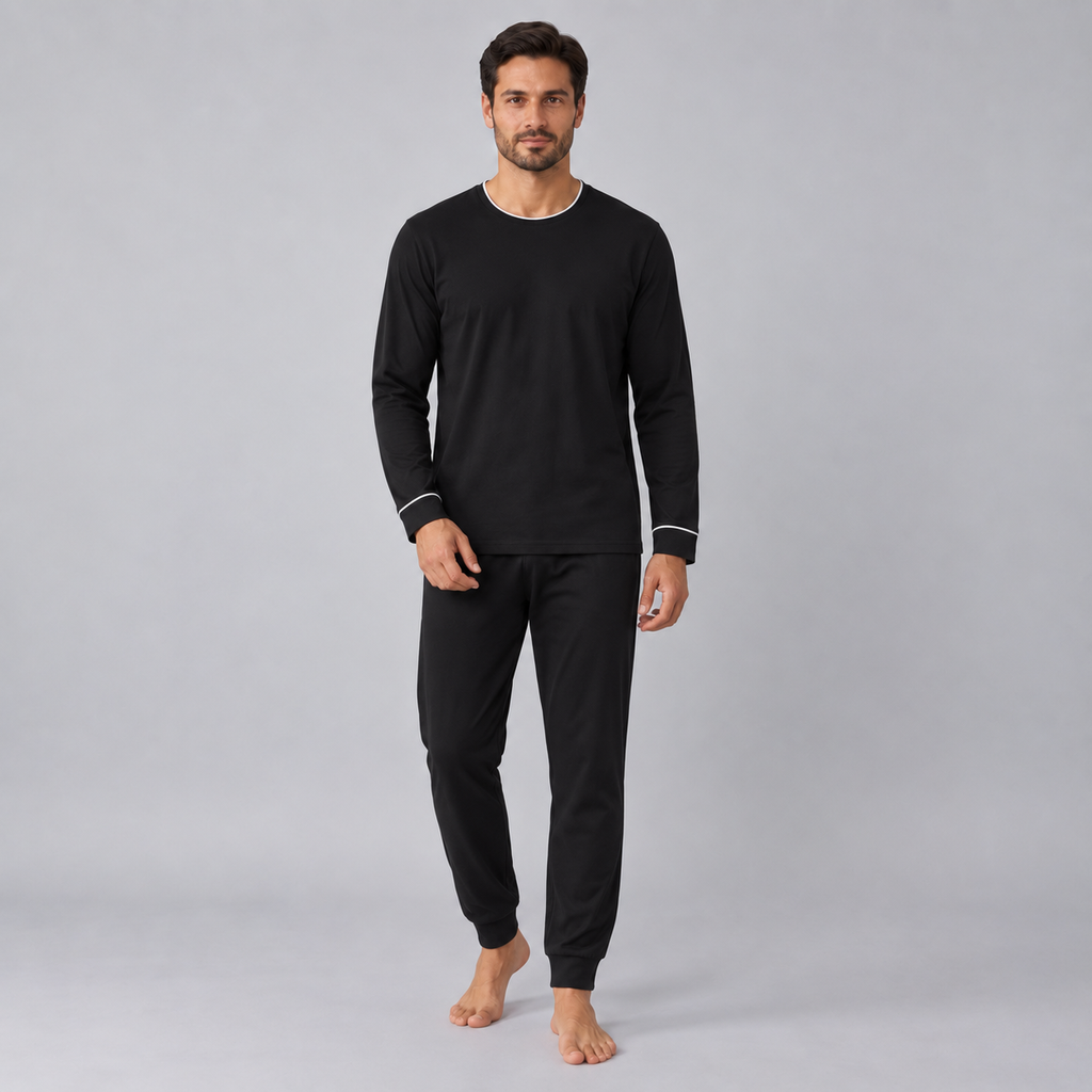 Pigiama da uomo con felpa e pantaloni in maglia elasticizzata di bambù