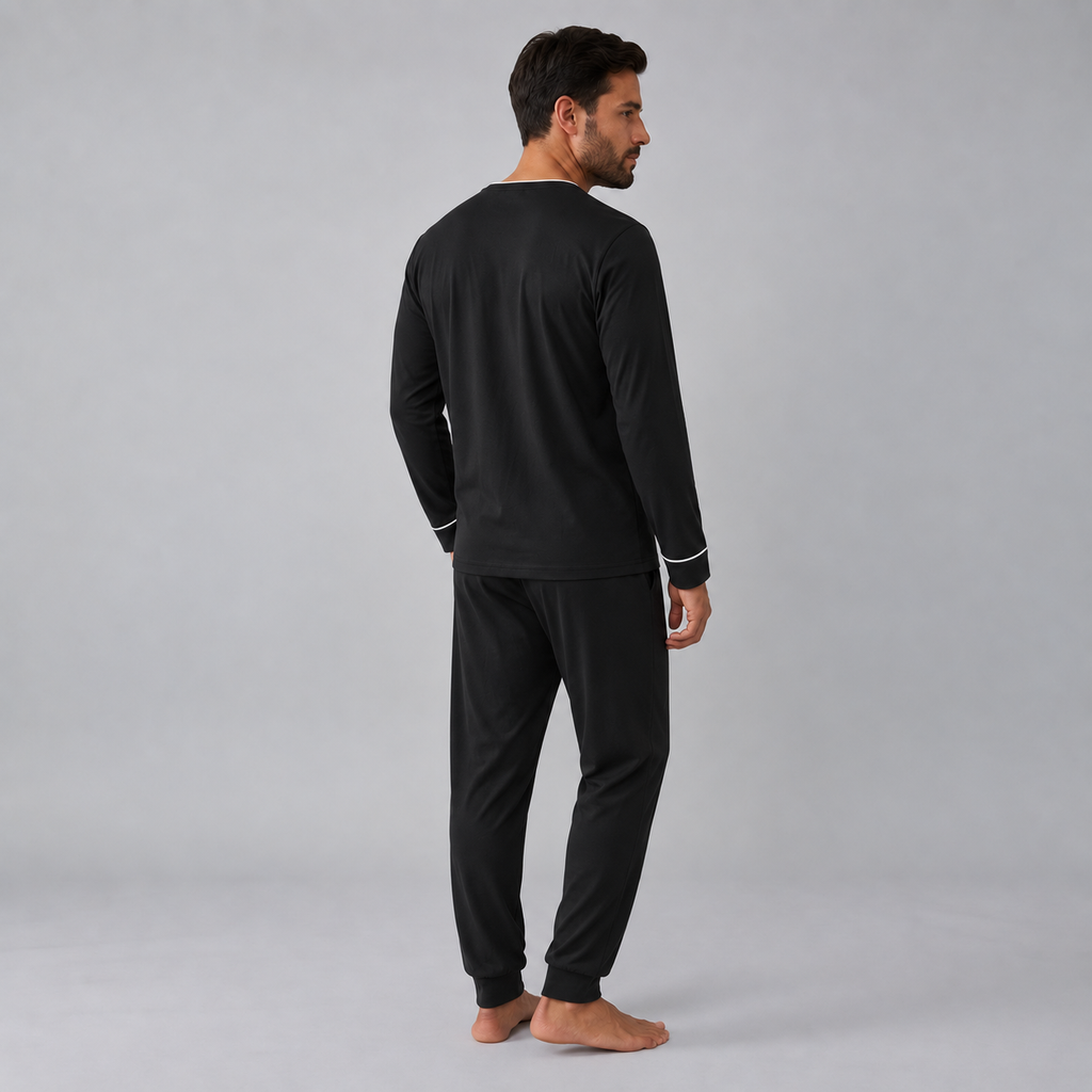Pigiama da uomo con felpa e pantaloni in maglia elasticizzata di bambù