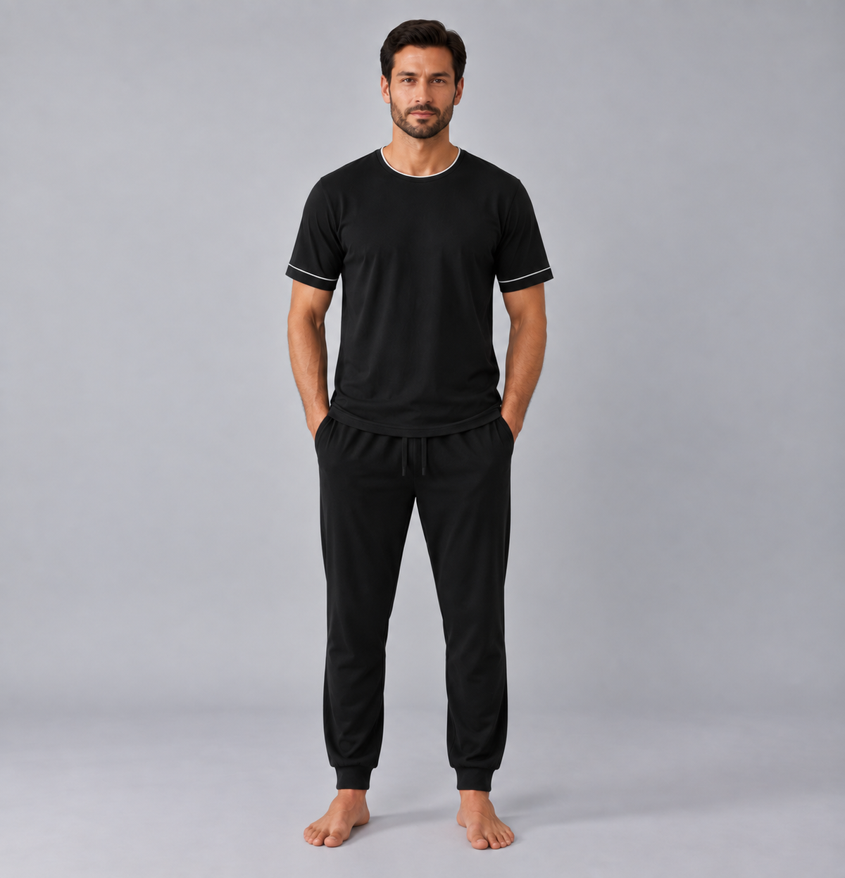 T-shirt da uomo in maglia elasticizzata di bambù