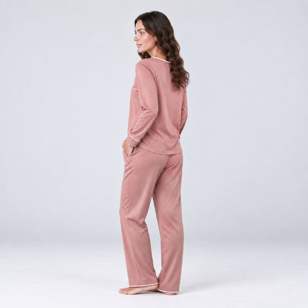 Pigiama da donna con felpa e pantaloni in maglia elasticizzata di bambù