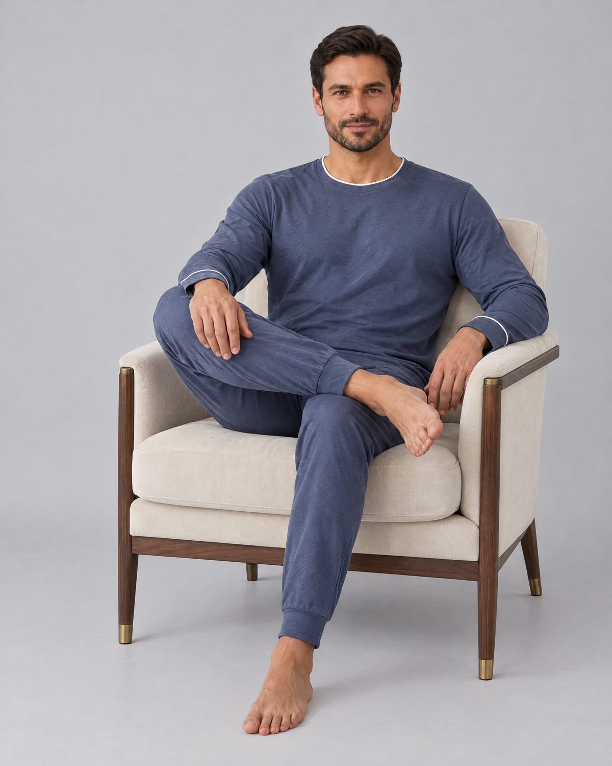 Pigiama da uomo con felpa e pantaloni in maglia elasticizzata di bambù