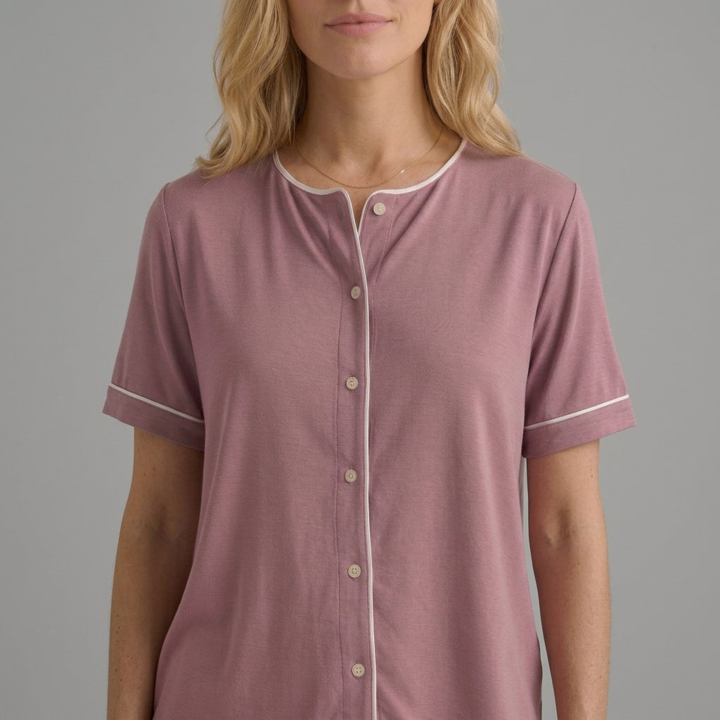 Set pigiama da donna in bambù stretch in maglia con maglia e shorts