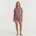 Set pigiama da donna in bambù stretch in maglia con maglia e shorts