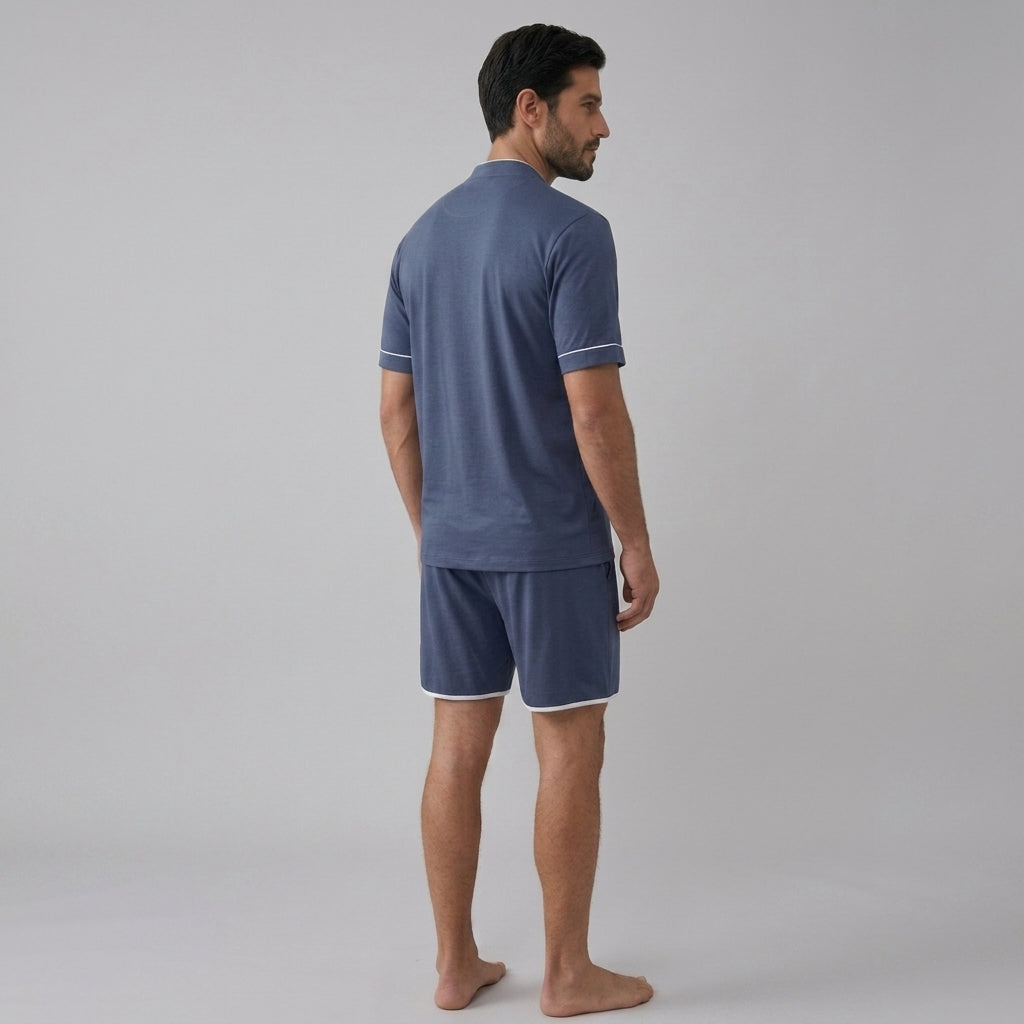 Set pigiama da uomo in bambù stretch in maglia con T-shirt e shorts