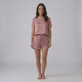 Set pigiama da donna in bambù stretch in maglia con T-shirt e shorts