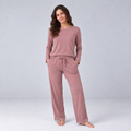 Pigiama da donna con felpa e pantaloni in maglia elasticizzata di bambù