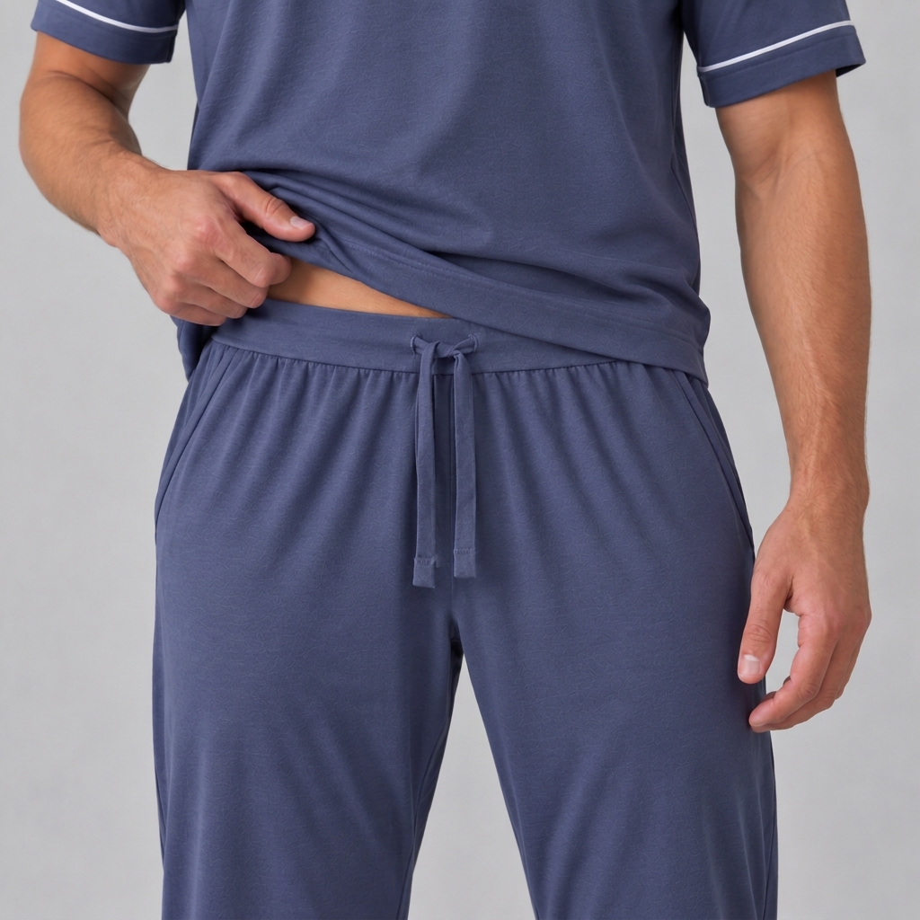 Pigiama da uomo con felpa e pantaloni in maglia elasticizzata di bambù